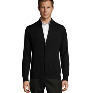 SOLS Mens Gordon Knitted Zipped Cardigan / Black